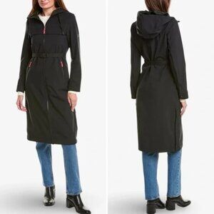 Hunter Crown 2.0 Longline Belted Velour Bonded Coat Black XL New with Tag